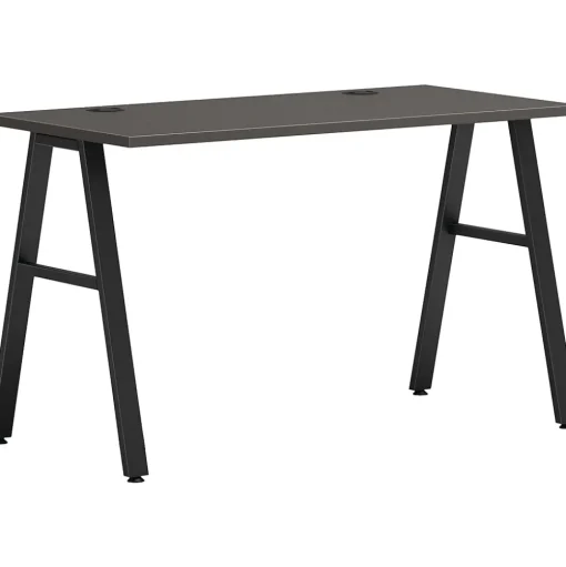 HON Office Desks<Mod 48"W Table Desk, Slate Teak (HLPL4824LS1ALEGBLK)