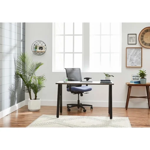 HON Office Desks<Mod 48"W Table Desk, Slate Teak (HLPL4824LS1ALEGBLK)