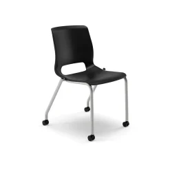 HON Folding & Stacking<Motivate Stacking Chair, Onyx Shell, Textured Platinum Frame, 2 per Carton