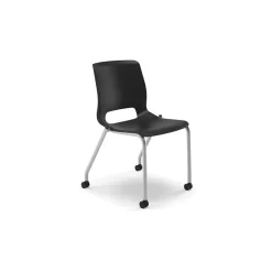 HON Folding & Stacking<Motivate Stacking Chair, Onyx Shell, Textured Platinum Frame, 2 per Carton