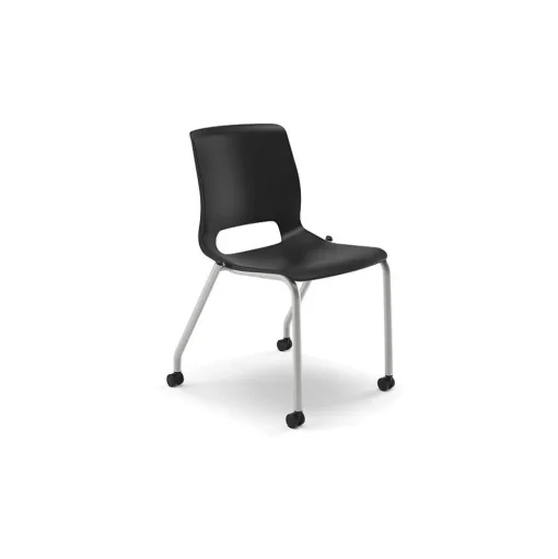 HON Folding & Stacking<Motivate Stacking Chair, Onyx Shell, Textured Platinum Frame, 2 per Carton