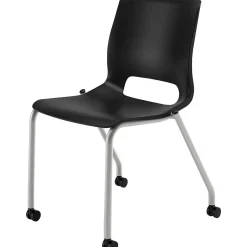 HON Folding & Stacking<Motivate Stacking Chair, Onyx Shell, Textured Platinum Frame, 2 per Carton