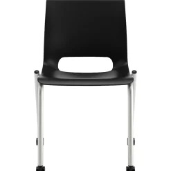HON Folding & Stacking<Motivate Stacking Chair, Onyx Shell, Textured Platinum Frame, 2 per Carton