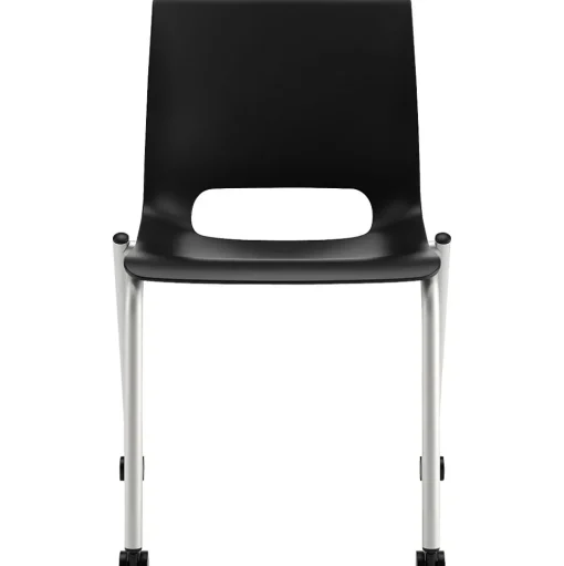 HON Folding & Stacking<Motivate Stacking Chair, Onyx Shell, Textured Platinum Frame, 2 per Carton