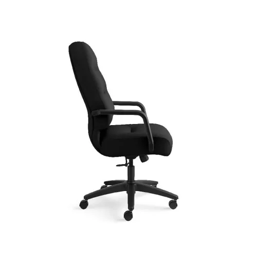HON Office Chairs<Pillow-Soft Executive High-Back Chair, Center-Tilt, Fixed Arms, Black Fabric