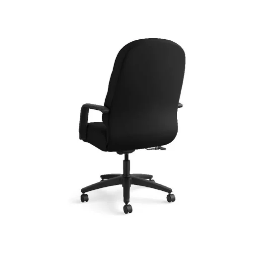 HON Office Chairs<Pillow-Soft Executive High-Back Chair, Center-Tilt, Fixed Arms, Black Fabric