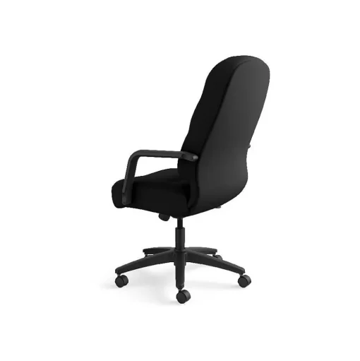 HON Office Chairs<Pillow-Soft Executive High-Back Chair, Center-Tilt, Fixed Arms, Black Fabric