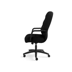 HON Office Chairs<Pillow-Soft Executive High-Back Chair, Center-Tilt, Fixed Arms, Black Fabric