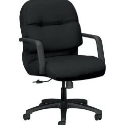 HON Office Chairs<Pillow-Soft Fabric Mid-Back Executive Chair, Black, Fixed Arms (2092CU10T)