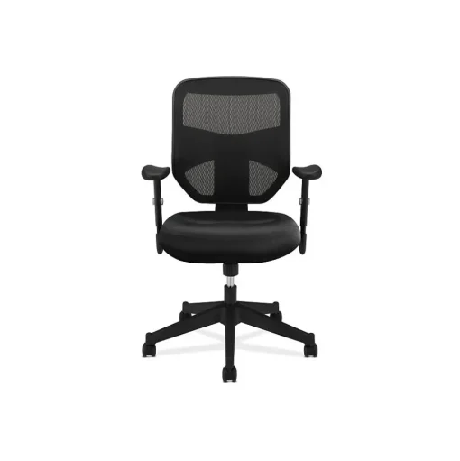 HON Office Chairs<Prominent Mesh High-Back Task Chair, Adjustable Arms, Black SofThread Leather Seat (BSXVL531SB11)