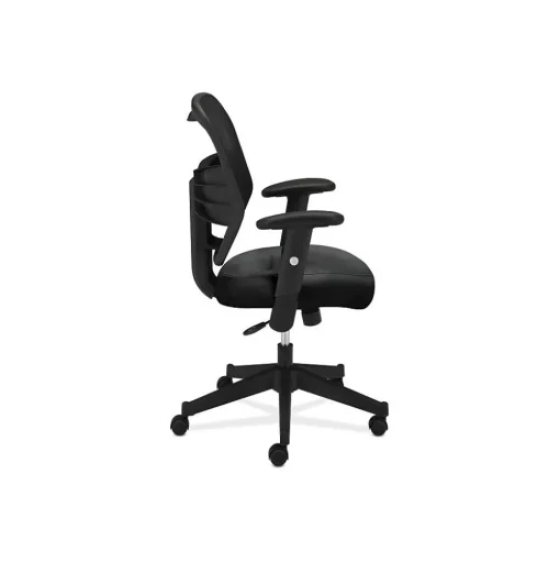 HON Office Chairs<Prominent Mesh High-Back Task Chair, Adjustable Arms, Black SofThread Leather Seat (BSXVL531SB11)