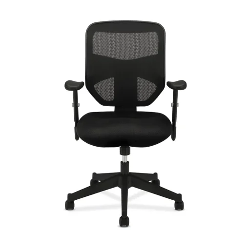 HON Office Chairs<Prominent Mesh High-Back Task Chair, Center-Tilt, Adjustable Arms, Black Sandwich (BSXVL531MM10)