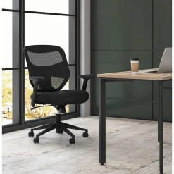 HON Office Chairs<Prominent Mesh High-Back Task Chair, Center-Tilt, Adjustable Arms, Black Sandwich (BSXVL531MM10)