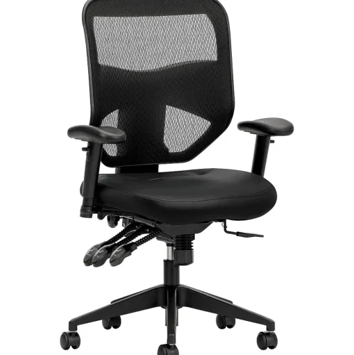 HON Office Chairs<Prominent 2-Way Arms Mesh/Leather High-Back Task Chair, Black (BSXVL532SB11)