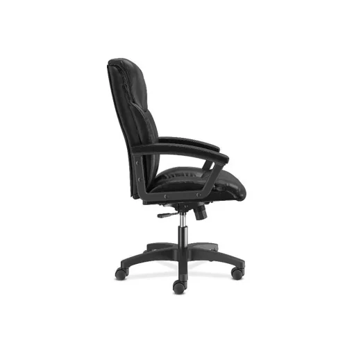 HON Office Chairs<SofThread Leather High-Back Executive Chair, Center-Tilt, Fixed Arms, Black (BSXVL151SB11)