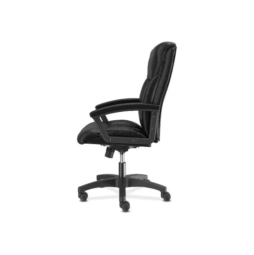 HON Office Chairs<SofThread Leather High-Back Executive Chair, Center-Tilt, Fixed Arms, Black (BSXVL151SB11)