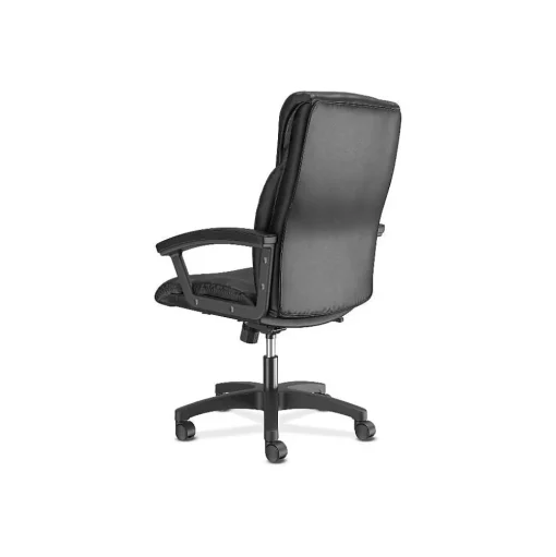 HON Office Chairs<SofThread Leather High-Back Executive Chair, Center-Tilt, Fixed Arms, Black (BSXVL151SB11)