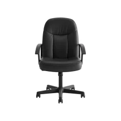 HON Office Chairs<SofThread Leather High-Back Executive Chair, Center-Tilt, Fixed Arms, Black (BSXVL601SB11)