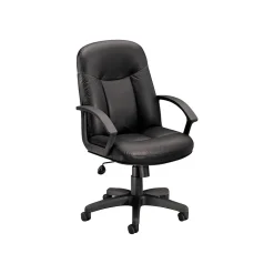 HON Office Chairs<SofThread Leather High-Back Executive Chair, Center-Tilt, Fixed Arms, Black (BSXVL601SB11)