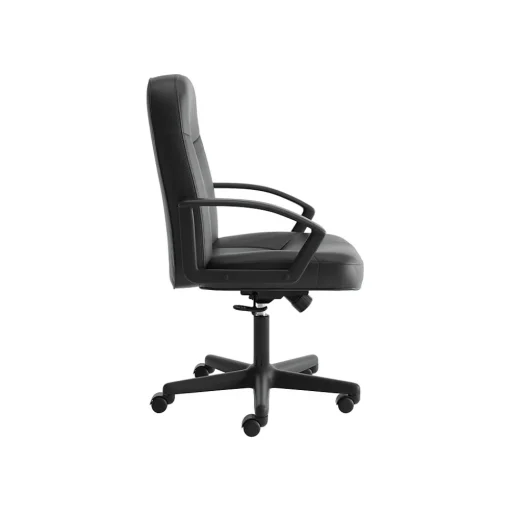 HON Office Chairs<SofThread Leather High-Back Executive Chair, Center-Tilt, Fixed Arms, Black (BSXVL601SB11)