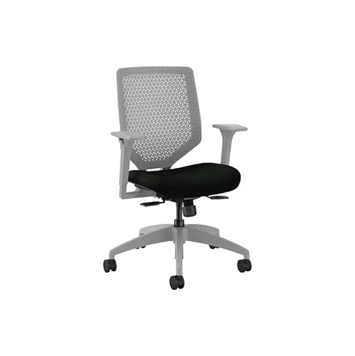 HON Office Chairs<Solve Ergonomic Vinyl Swivel Task Chair, Black/Titanium (HSLVTMR.Y1.A.H.TI.UR10.NL.SB.TI)