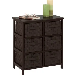 Honey-Can-Do Storage Cabinets<Honey Can Do Woven Strap 6 Drawer Chest with Wooden Frame, Espresso Black (TBL-03759)