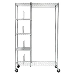 Honey-Can-Do Shelving<Rolling Closet with Garment Bar and Shelves, 18"W, Chrome (SHF-01567)