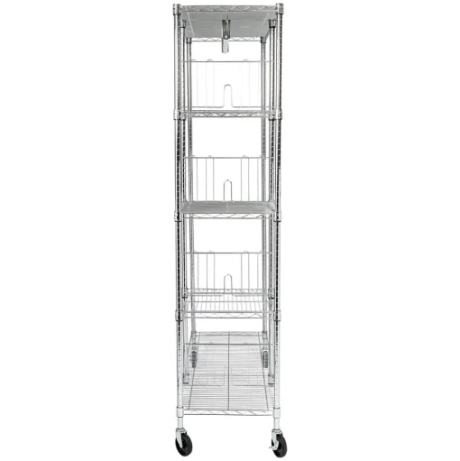Honey-Can-Do Shelving<Rolling Closet with Garment Bar and Shelves, 18"W, Chrome (SHF-01567)