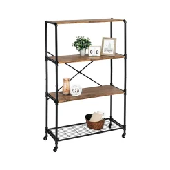 Honey-Can-Do Bookcases<4-Shelf 63"H Steel Mobile Bookcase, Black (SHF-08838)
