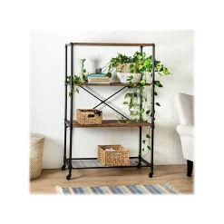 Honey-Can-Do Bookcases<4-Shelf 63"H Steel Mobile Bookcase, Black (SHF-08838)