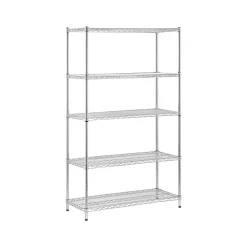 Honey-Can-Do Shelving<5-Shelf Metal Unit, 42"W, Chrome (SHF-01441)
