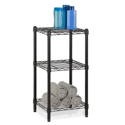 Honey-Can-Do Shelving<Small 3-Tier Adjustable Storage Shelving Unit, 15"W, Black (SHF-09209)