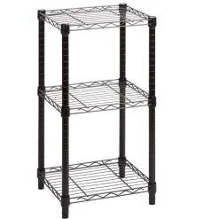 Honey-Can-Do Shelving<Small 3-Tier Adjustable Storage Shelving Unit, 15"W, Black (SHF-09209)