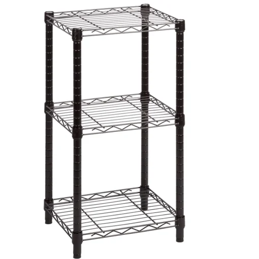 Honey-Can-Do Shelving<Small 3-Tier Adjustable Storage Shelving Unit, 15"W, Black (SHF-09209)