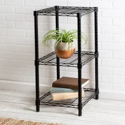 Honey-Can-Do Shelving<Small 3-Tier Adjustable Storage Shelving Unit, 15"W, Black (SHF-09209)