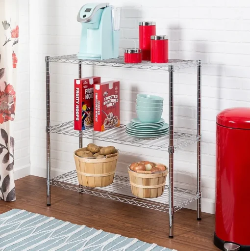 Honey-Can-Do Shelving<Three Tier Storage Shelf, Chrome (SHF-09367)