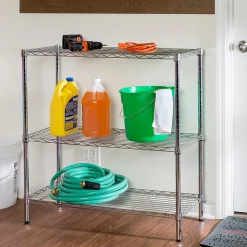 Honey-Can-Do Shelving<Three Tier Storage Shelf, Chrome (SHF-09367)