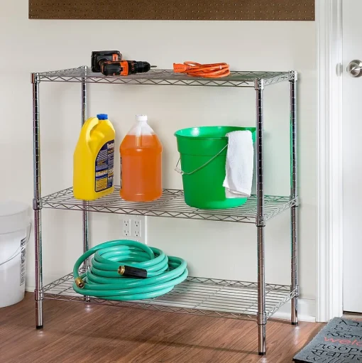 Honey-Can-Do Shelving<Three Tier Storage Shelf, Chrome (SHF-09367)