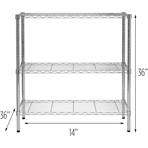 Honey-Can-Do Shelving<Three Tier Storage Shelf, Chrome (SHF-09367)