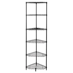 Honey-Can-Do Shelving<6-Tier Compact Triangle Corner Shelving Unit, Black (SHF-10005)