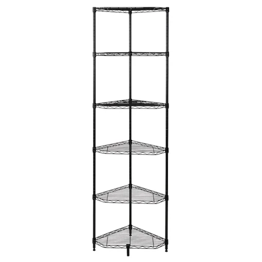 Honey-Can-Do Shelving<6-Tier Compact Triangle Corner Shelving Unit, Black (SHF-10005)