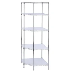 Honey-Can-Do Shelving<5-Tier Corner Shelf, Chrome (SHF-04886)