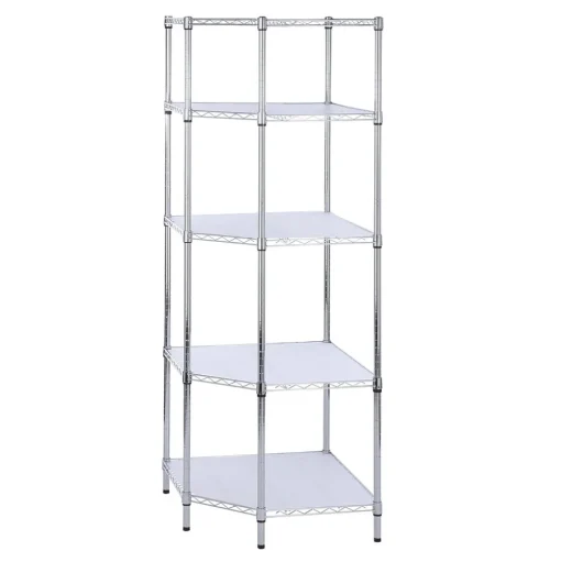 Honey-Can-Do Shelving<5-Tier Corner Shelf, Chrome (SHF-04886)