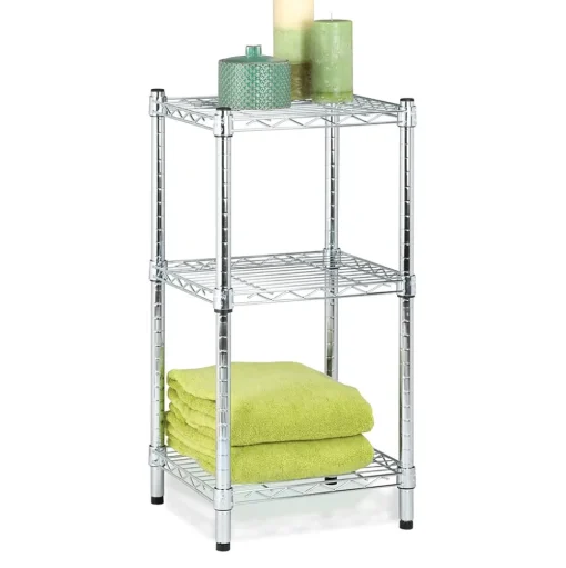 Honey-Can-Do Shelving<3-Tier Modular Stacking Shelf, Chrome (SHF-09364)