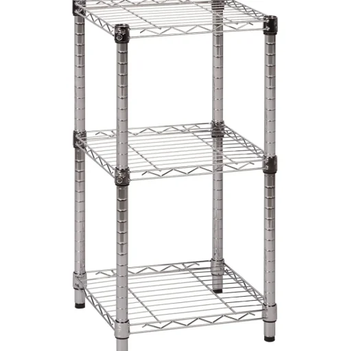 Honey-Can-Do Shelving<3-Tier Modular Stacking Shelf, Chrome (SHF-09364)