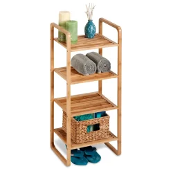 Honey-Can-Do Shelving<4-Tier Shelf, Natural Bamboo (SHF-09337)