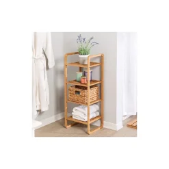 Honey-Can-Do Shelving<4-Tier Shelf, Natural Bamboo (SHF-09337)