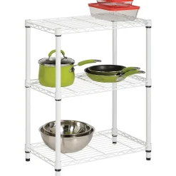 Honey-Can-Do Shelving<3-Tier Shelving Unit - 250 Lb. Capacity, White (SHF-09619)