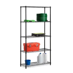 Honey-Can-Do Shelving<5-Tier Shelving, Black Powder Coat (SHF-06831)