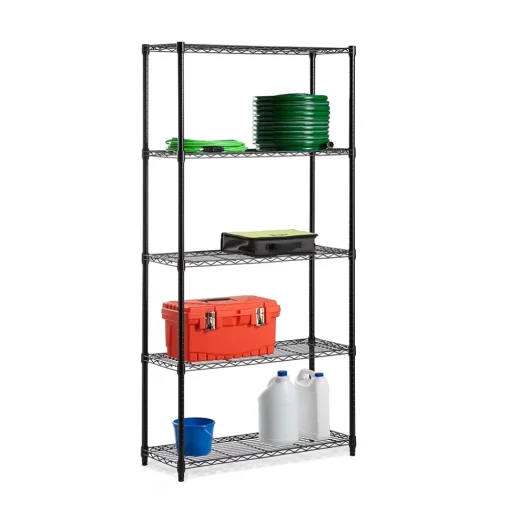 Honey-Can-Do Shelving<5-Tier Shelving, Black Powder Coat (SHF-06831)
